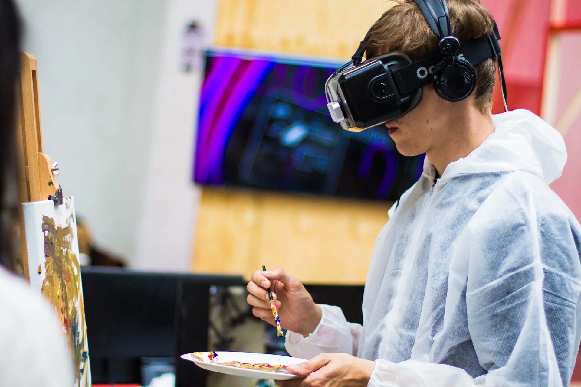 Person exploring VR exhibit